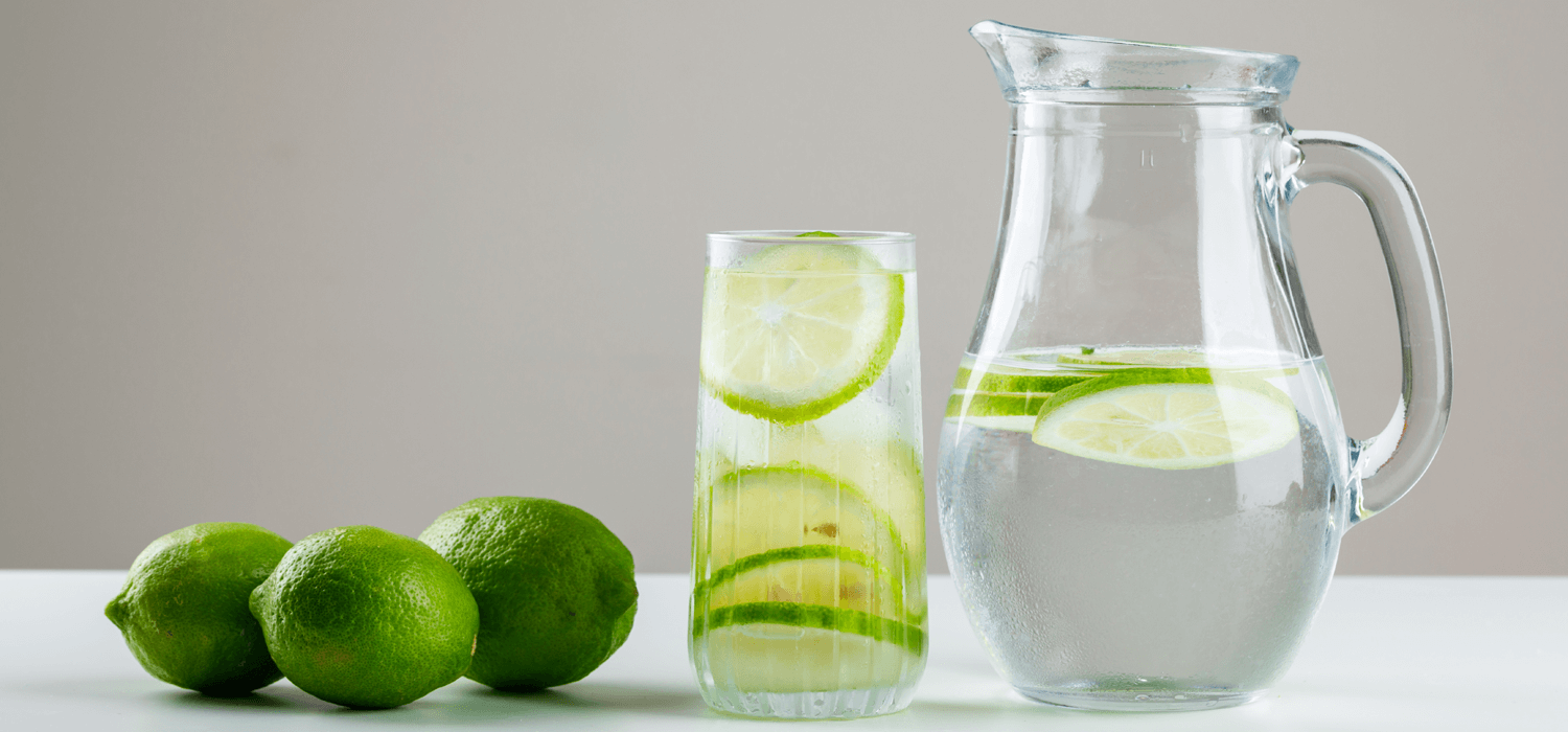 water jug with lemon